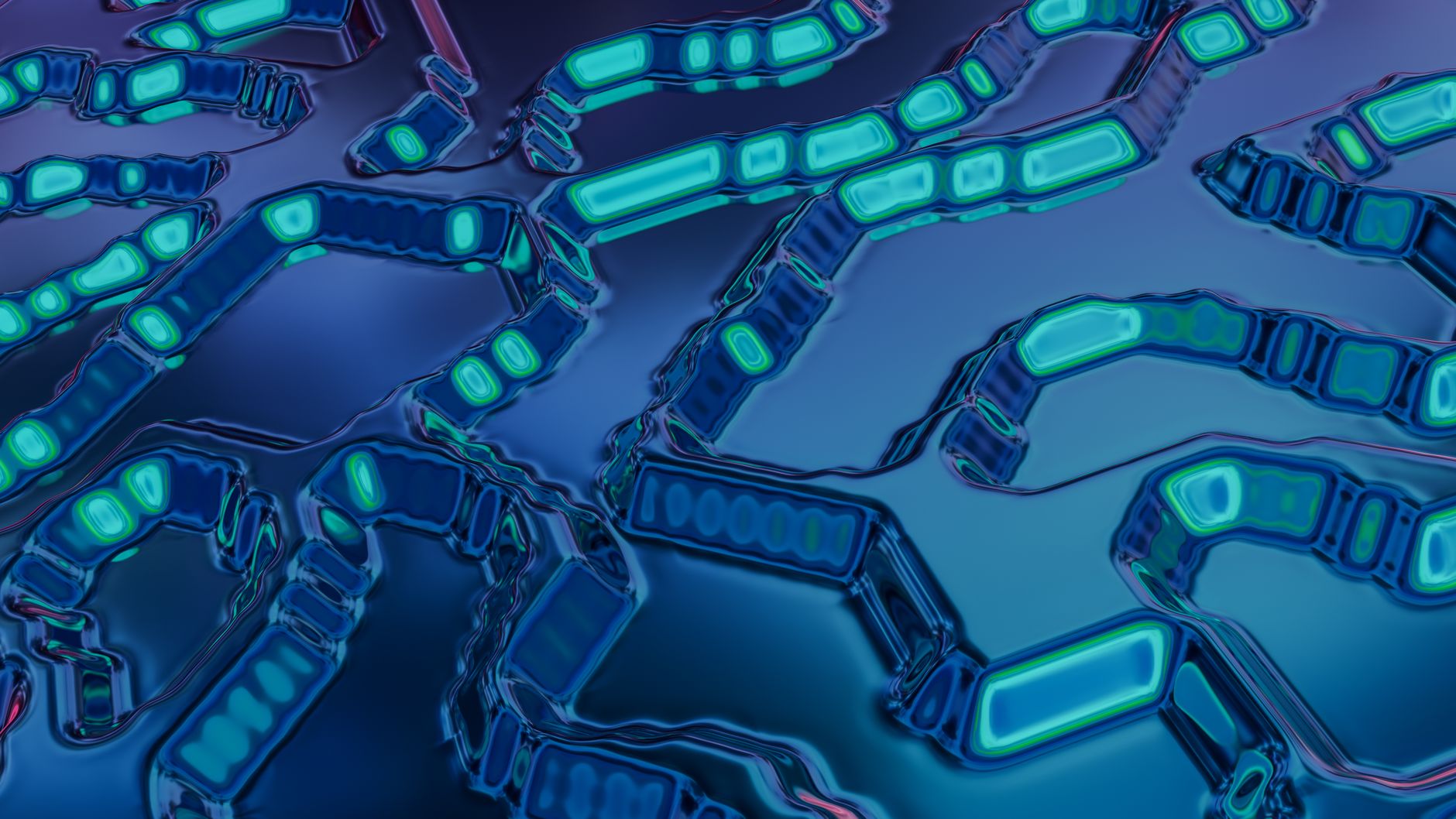 Ilustrasi: High-tech abstract art featuring blue and teal circuit-like patterns with a digital vibe.