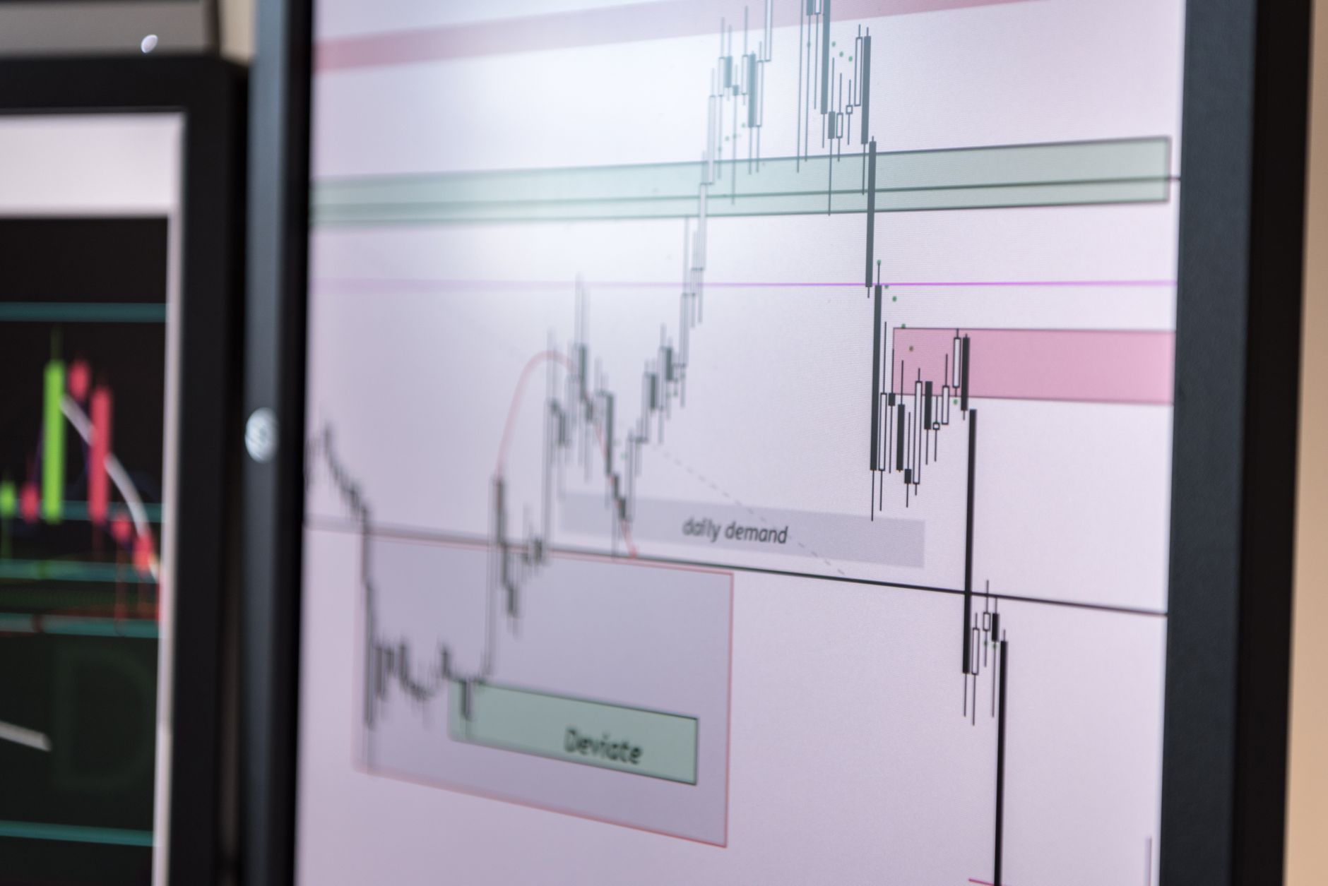 Ilustrasi: Detailed view of a trading chart analyzing cryptocurrency trends and market data.
