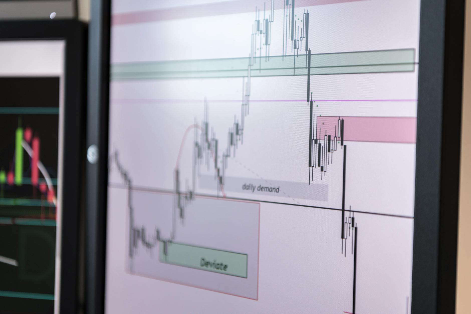 Ilustrasi: Detailed view of a trading chart analyzing cryptocurrency trends and market data.